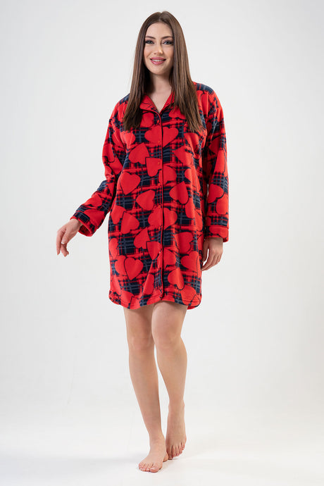 Woman Fleece Red Heart Tunic