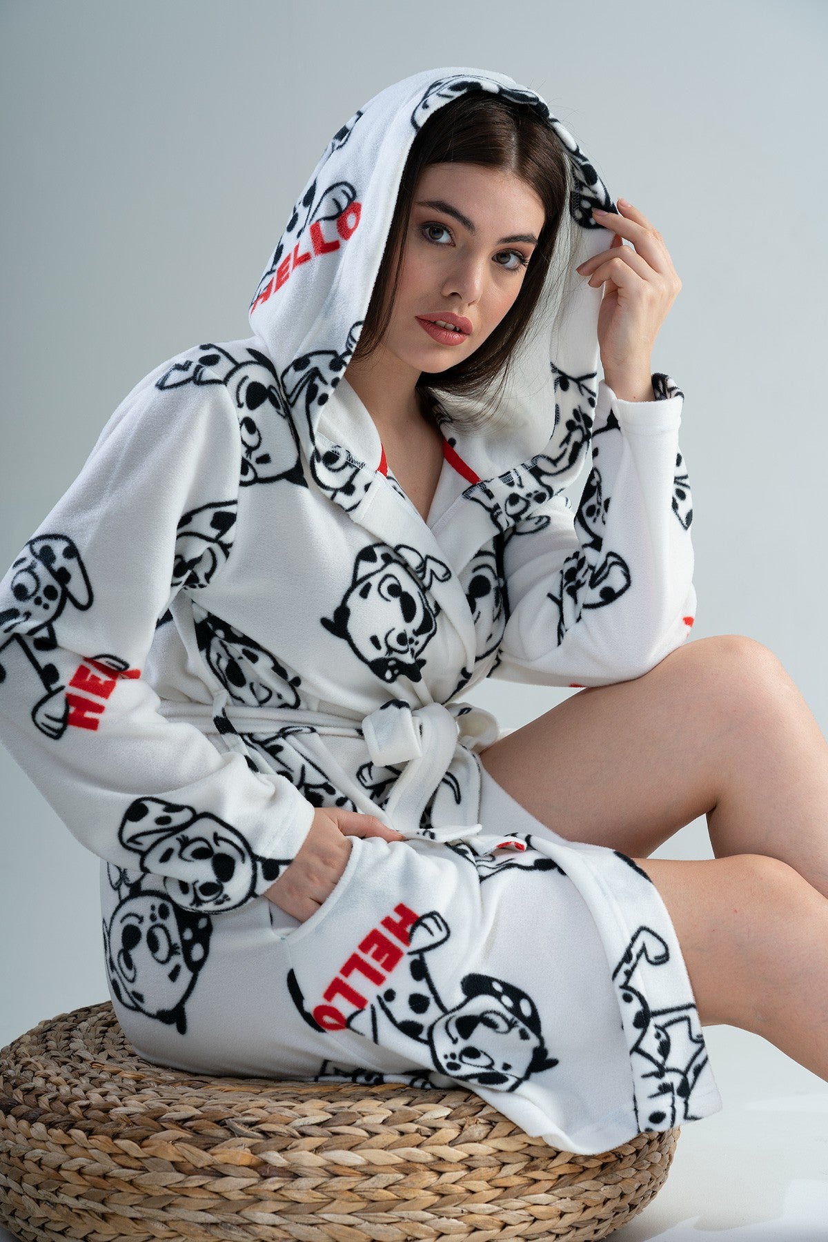 BAYAN POLAR KAPSONLU CEPLI KISA SABAHLIK