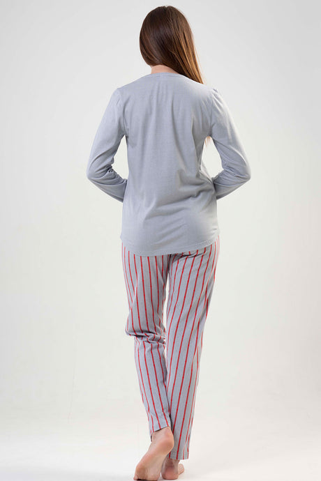 KADIN P.SUPREM O YAKA UZUN KOL ETEGI OVAL CEPLI PIJAMA TAKIM"