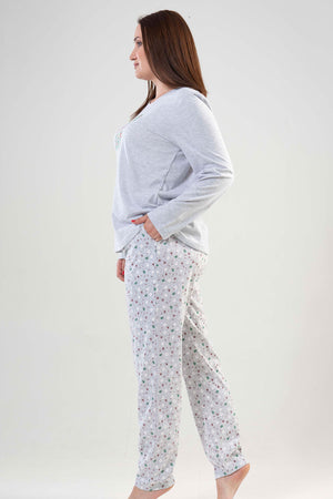 BAYAN P.SUPREM XXL O YAKA UZUN KOL ETEGI OVAL CEPLI PIJAMA TAKIM