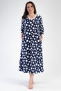Woman Modal Big Size Indigo V Neck Dress