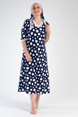 Woman Modal Big Size Indigo V Neck Dress