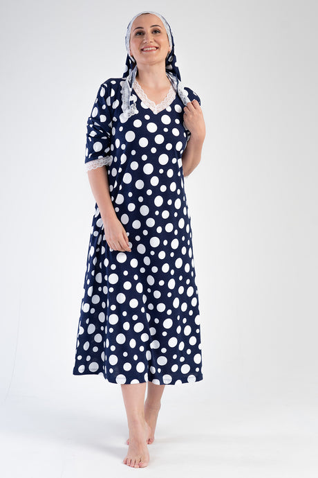 Woman Modal Big Size Indigo V Neck Dress