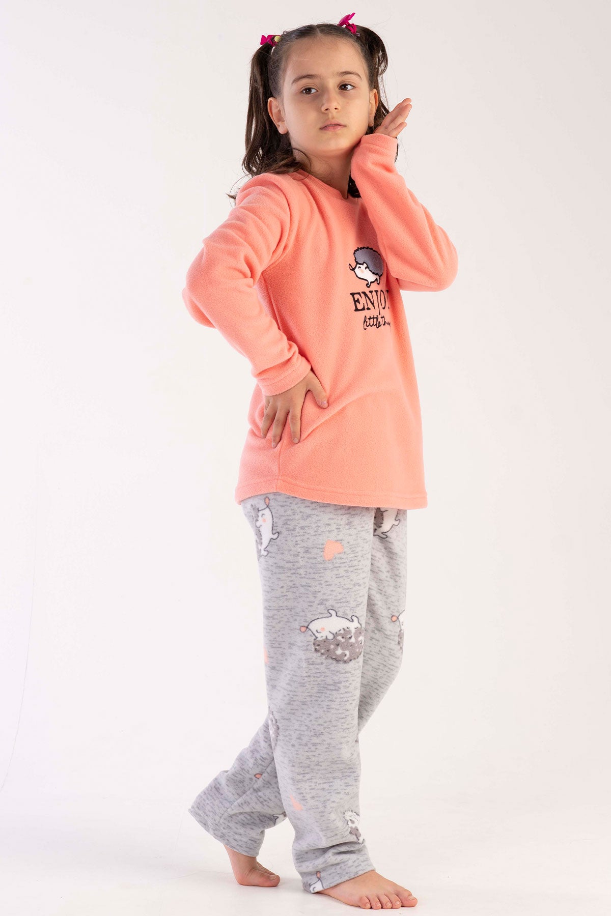 KIZ COCUK POLAR O YAKA UZUN KOL ETEGI OVAL PIJAMA TAKIM(7-8/13-14)