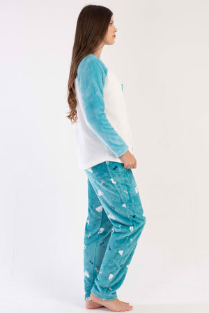 KADIN SOFT O YAKA REGLAN UZUN KOL ETEGI OVAL CEPLI PIJAMA TAKIM