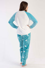 KADIN SOFT O YAKA REGLAN UZUN KOL ETEGI OVAL CEPLI PIJAMA TAKIM