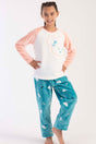 KIZ COCUK SOFT O YAKA REGLAN UZUN KOL ETEGI OVAL PIJAMA TAKIM( 7-8/13-14)