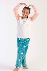 KIZ COCUK SOFT O YAKA REGLAN UZUN KOL ETEGI OVAL PIJAMA TAKIM( 7-8/13-14)