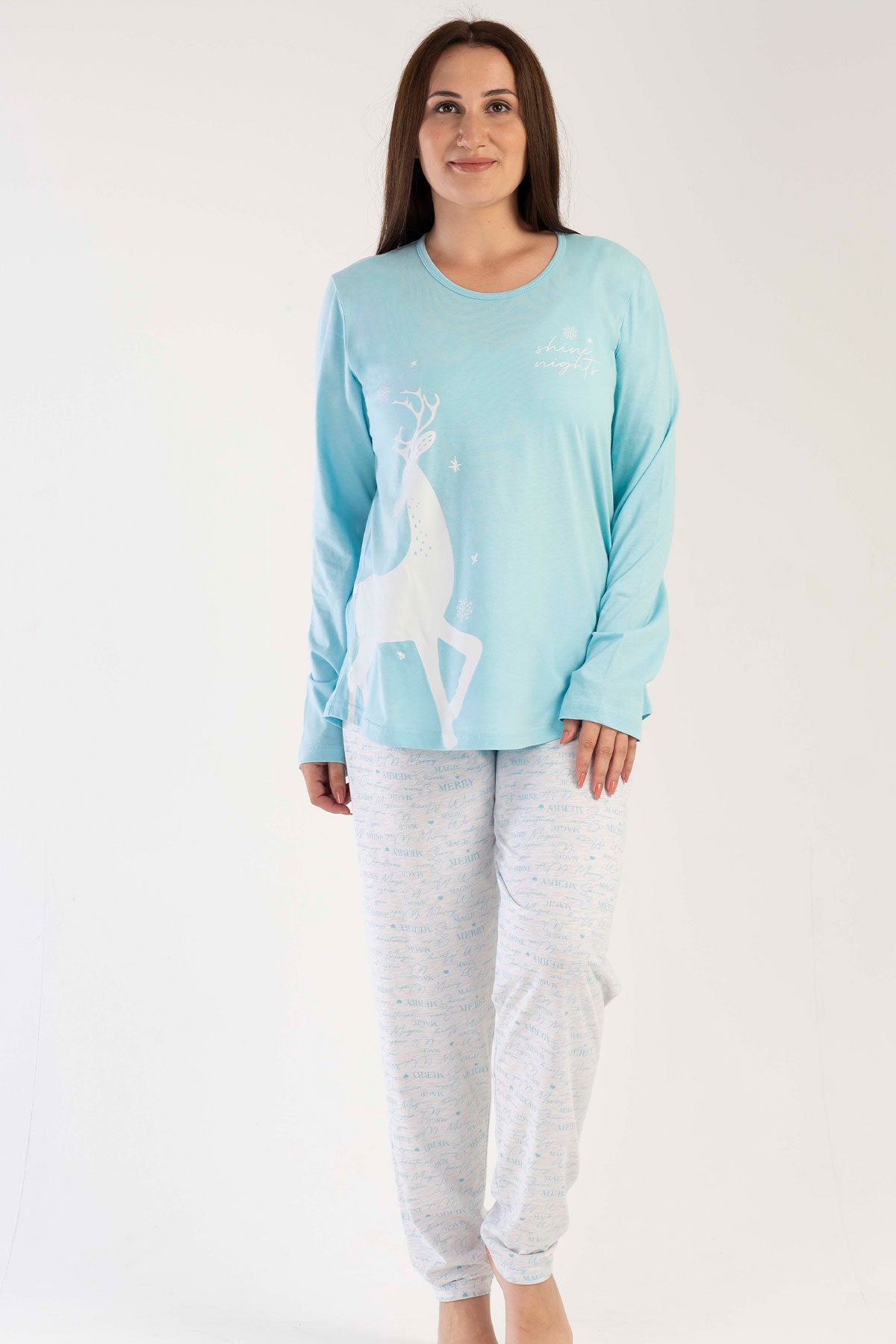 KADIN P.SUPREM XXL O YAKA UZUN KOL ETEGI OVAL PIJAMA TAKIM