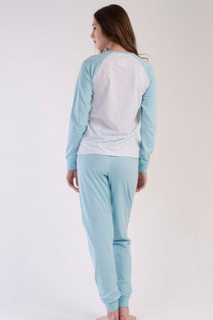 KADIN P.SUPREM O YAKA REGLAN UZUN KOL MANSETLI PIJAMA TAKIM
