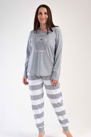KADIN P.SUPREM XXL O YAKA UZUN KOL ETEGI OVAL MANSETLI PIJAMA TAKIM