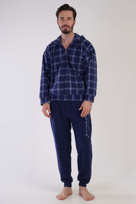 CEPLI ERKEK POLAR KAPSONLU FERMUARLI MANSETLI PIJAMA TAKIM