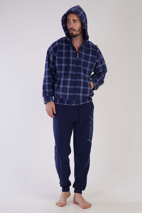CEPLI ERKEK POLAR KAPSONLU FERMUARLI MANSETLI PIJAMA TAKIM