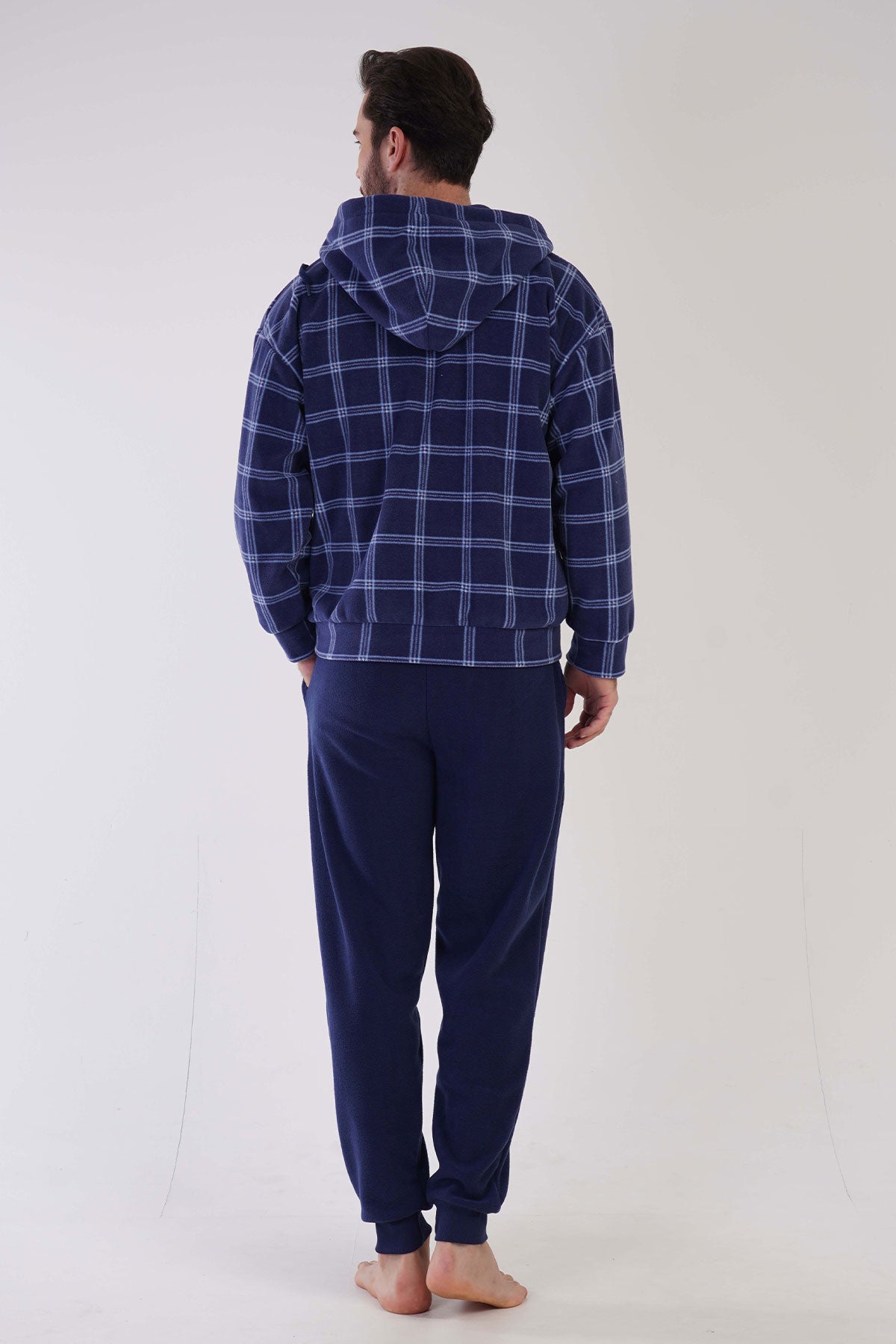 CEPLI ERKEK POLAR KAPSONLU FERMUARLI MANSETLI PIJAMA TAKIM
