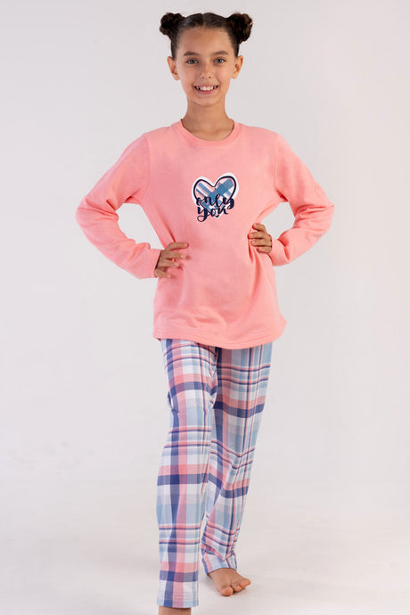 KIZ COCUK 2IPLIK O YAKA UZUN KOL ETEGI OVAL PIJAMA TAKIM(7-8/13-14)