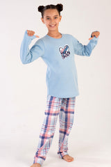 KIZ COCUK 2IPLIK O YAKA UZUN KOL ETEGI OVAL PIJAMA TAKIM(7-8/13-14) 303202