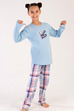 KIZ COCUK 2IPLIK O YAKA UZUN KOL ETEGI OVAL PIJAMA TAKIM(7-8/13-14) 303202