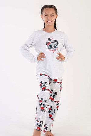 KIZ COCUK 2IPLIK O YAKA UZUN KOL ETEGI OVAL PIJAMA TAKIM(9-10/15-16)