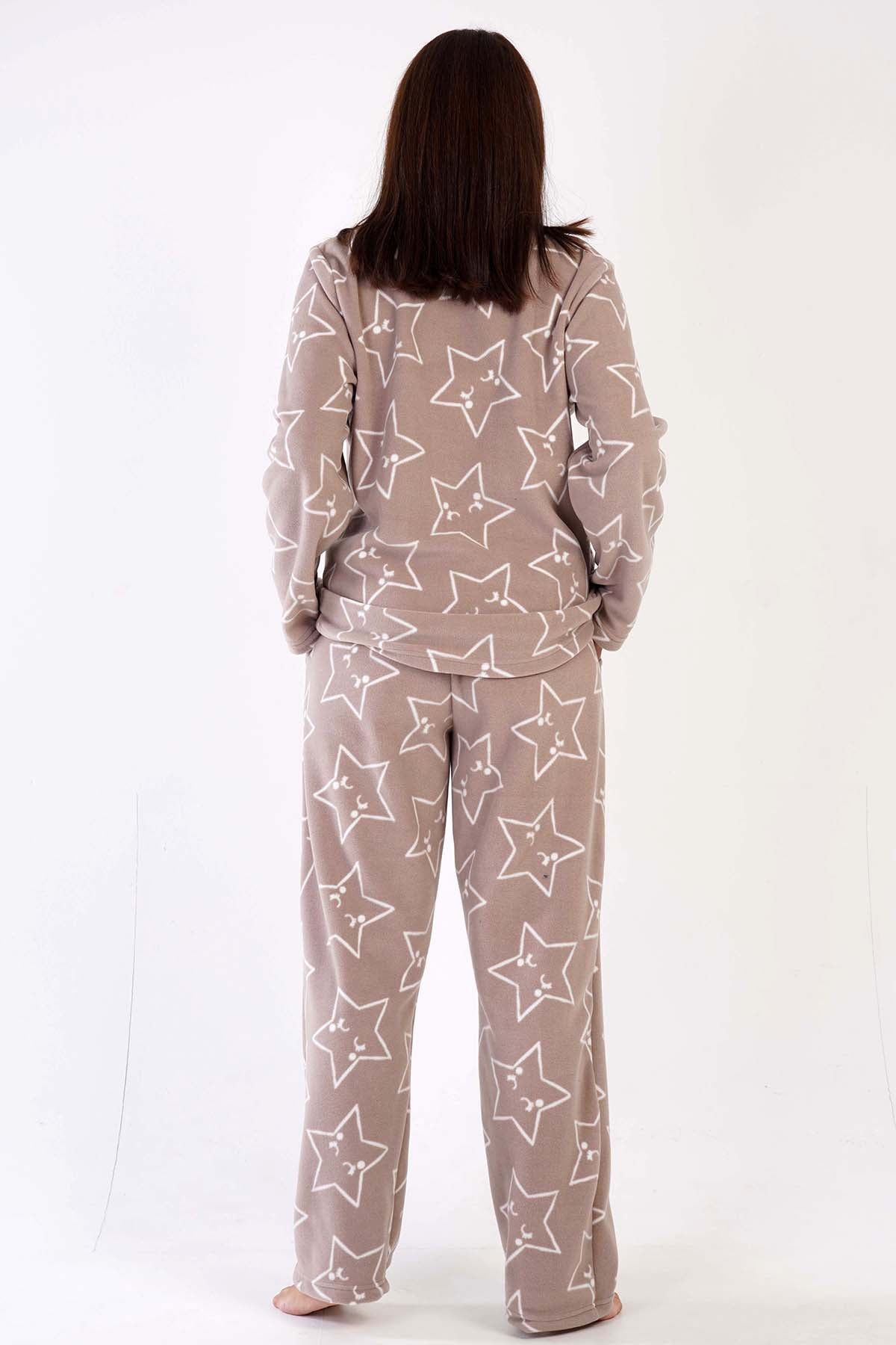 KADIN POLAR XXL O YAKA UZUN KOL ETEGI OVAL CEPLI PIJAMA TAKIM