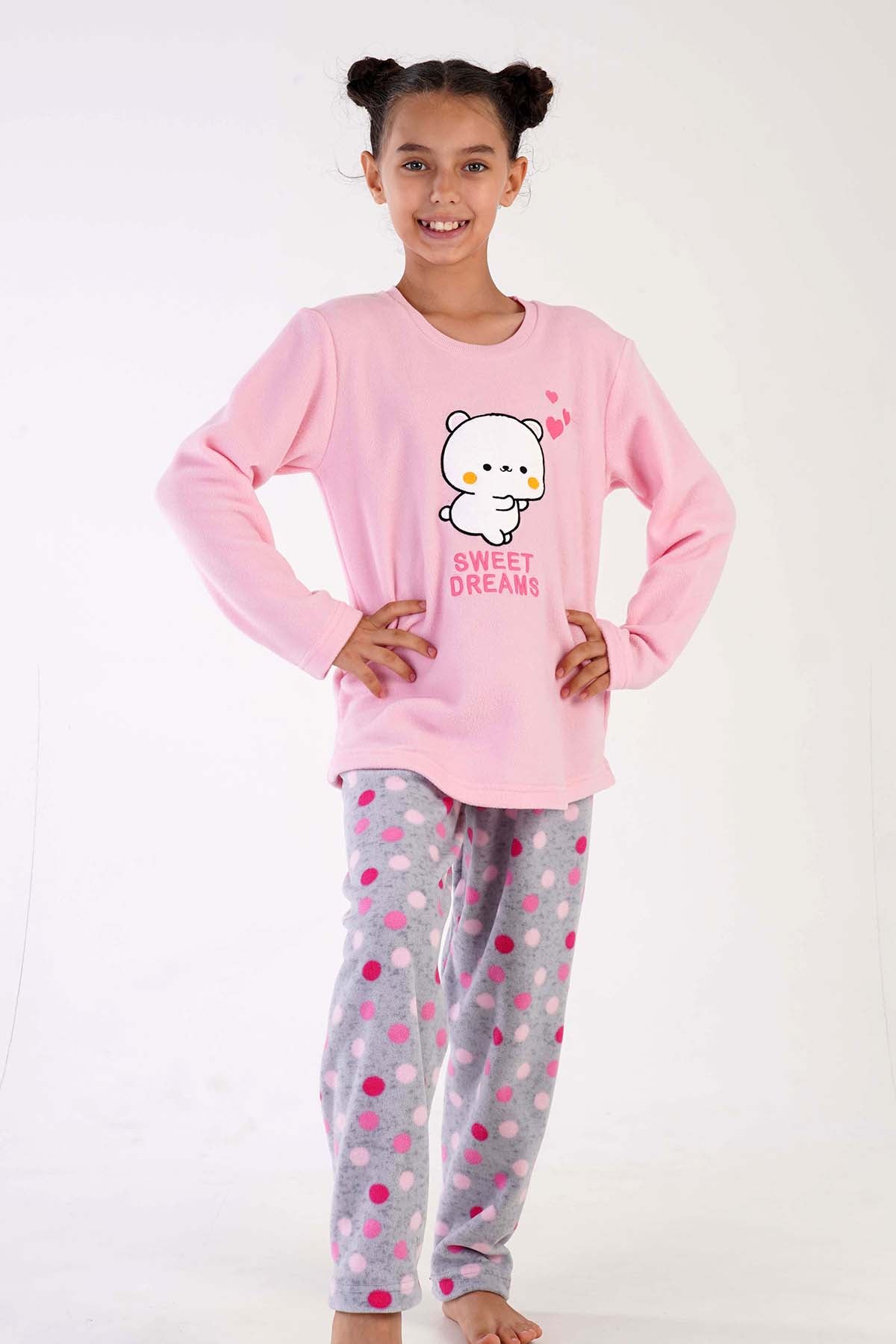 KIZ COCUK POLAR UZUN KOL PIJAMA TAKIM(7-8/13-14)