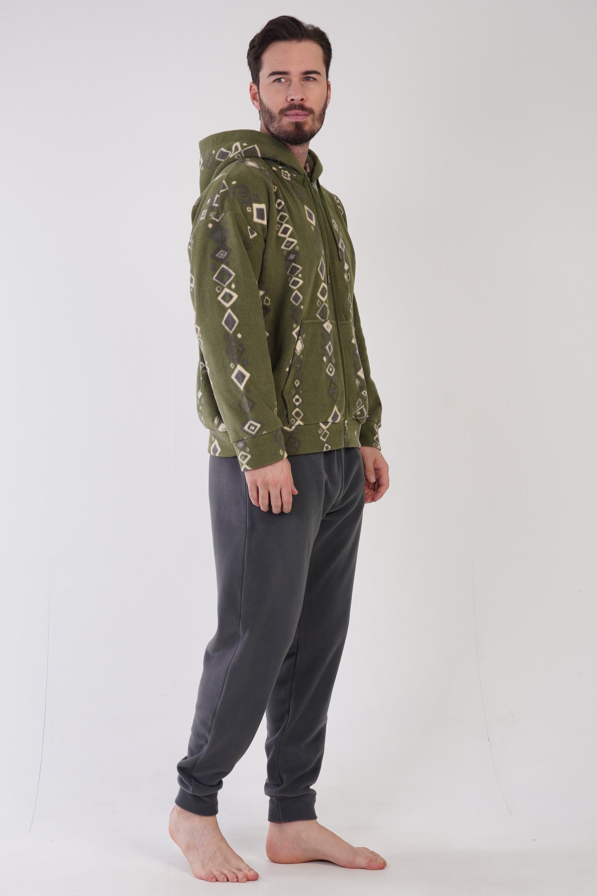 Man Benna Fleece Zipper Detail Pyjama Set