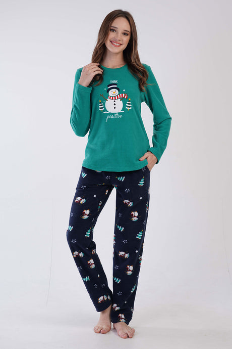 KADIN POLAR O YAKA UZUN KOL ETEGI OVAL CEPLI PIJAMA TAKIM 305001