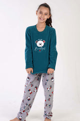 KIZ COCUK POLAR O YAKA UZUN KOL ETEGI OVAL PIJAMA TAKIM(9-10/15-16)