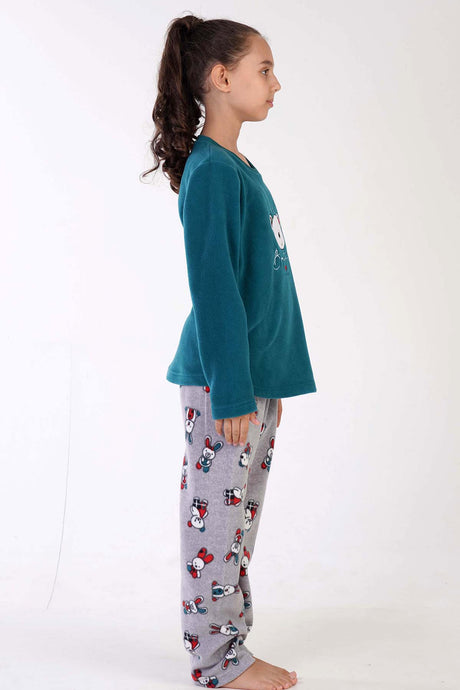 KIZ COCUK POLAR O YAKA UZUN KOL ETEGI OVAL PIJAMA TAKIM(9-10/15-16)