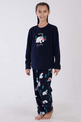 KIZ COCUK POLAR O YAKA UZUN KOL ETEGI OVAL PIJAMA TAKIM(9-10/15-16)