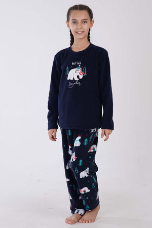 KIZ COCUK POLAR O YAKA UZUN KOL ETEGI OVAL PIJAMA TAKIM(9-10/15-16)