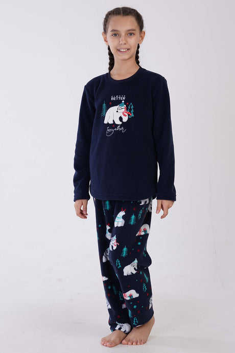 KIZ COCUK POLAR O YAKA UZUN KOL ETEGI OVAL PIJAMA TAKIM(9-10/15-16)