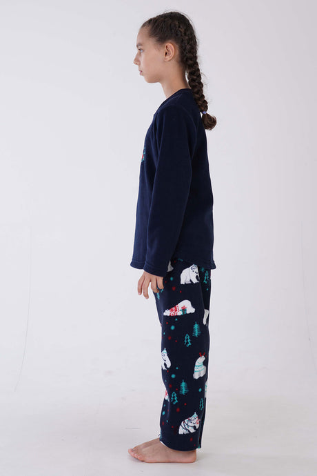 KIZ COCUK POLAR O YAKA UZUN KOL ETEGI OVAL PIJAMA TAKIM(9-10/15-16)