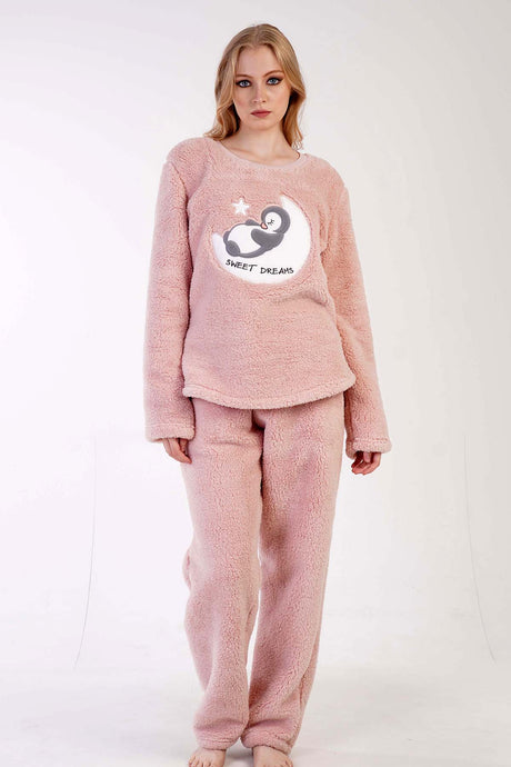 KADIN WELSOFT O YAKA UZUN KOL ETEGI OVAL CEPLI PIJAMA TAKIM