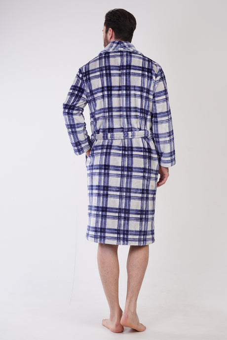 Man Plaid Soft Long Sleeve Dressing Gown