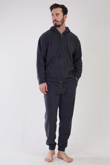 Man Anthracite Hoodie Low Shoulder Pyjama Set