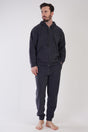 Man Anthracite Hoodie Low Shoulder Pyjama Set