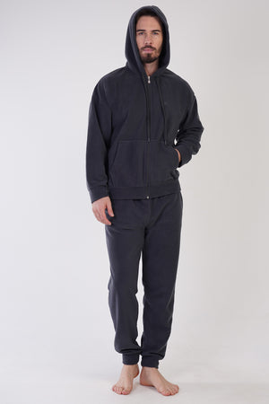 Man Anthracite Hoodie Low Shoulder Pyjama Set