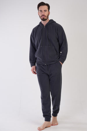 Man Anthracite Hoodie Low Shoulder Pyjama Set