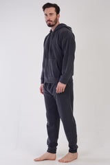 Man Anthracite Hoodie Low Shoulder Pyjama Set