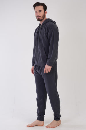 Man Anthracite Hoodie Low Shoulder Pyjama Set