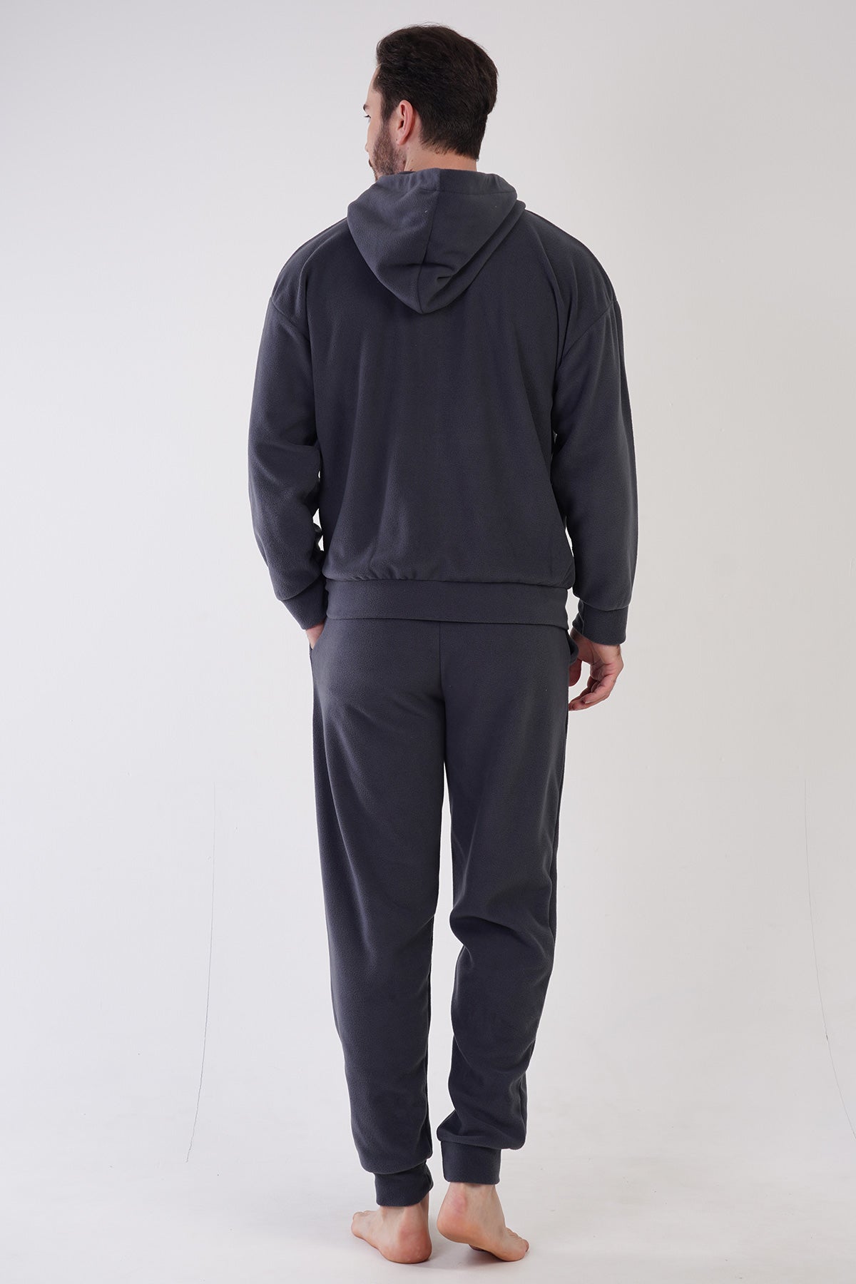 Man Anthracite Hoodie Low Shoulder Pyjama Set