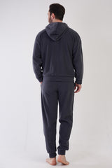 Man Anthracite Hoodie Low Shoulder Pyjama Set