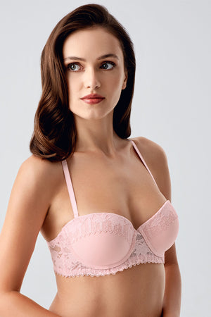 8370-Desteksiz B Cup Dantelli Sütyen (2 Li Askılı Pk)