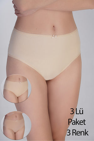 5002-Yarım Bel Bikini Penye 3 lü Külot (Kutulu) 365002