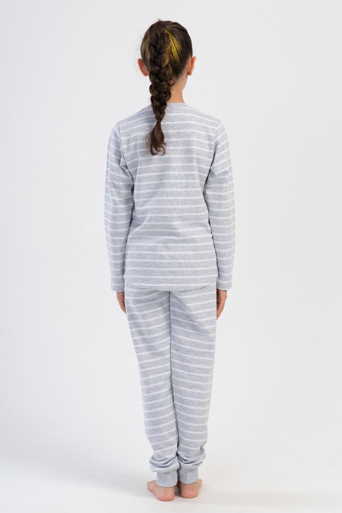KIZ COCUK 2IPLIK O YAKA UZUN KOL ETEGI OVAL MANSETLI PIJAMA TAKIM(7-8/13-14)