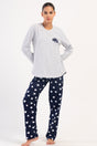 KADIN 2IPLIK XXL O YAKA UZUN KOL ETEGI OVAL PIJAMA TAKIM