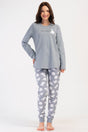 KADIN 2IPLIK XXL O YAKA UZUN KOL ETEGI OVAL MANSETLI PIJAMA TAKIM