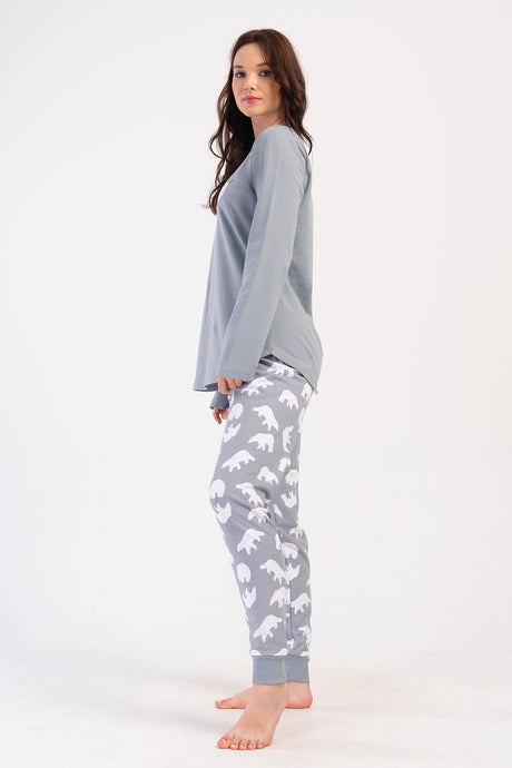 Woman Stone Two Yarn Big Size O Neck Pyjama Set