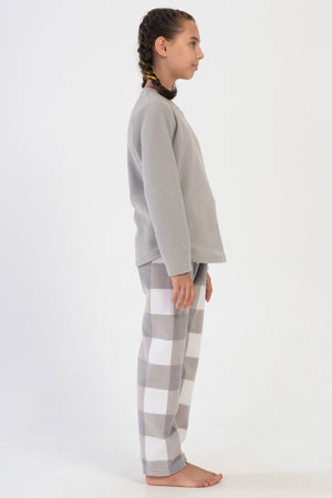 KIZ COCUK POLAR O YAKA UZUN KOL ETEGI OVAL PIJAMA TAKIM(9-10/15-16)