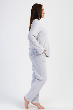 KADIN KADIFE XXL O YAKA UZUN KOL ETEGI OVAL CEPLI PIJAMA TAKIM